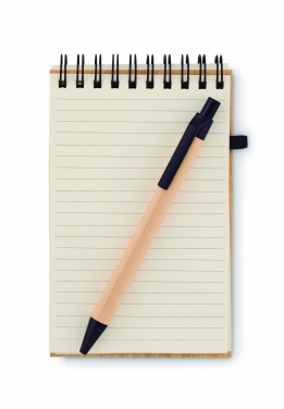 Logo trade promotional products image of: A6 bamboo notepad with pen SONORABAM